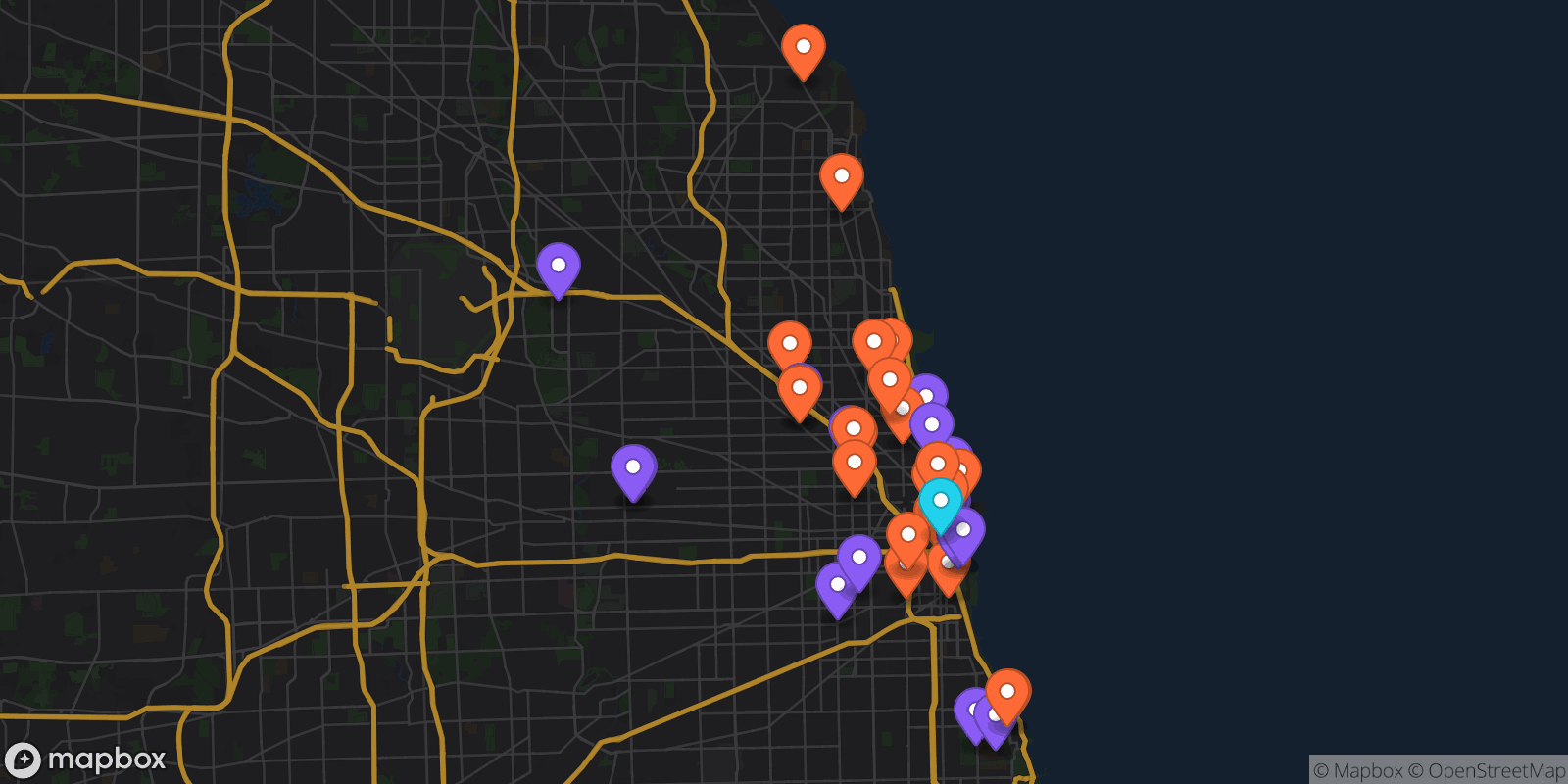 Map showing 44 locations