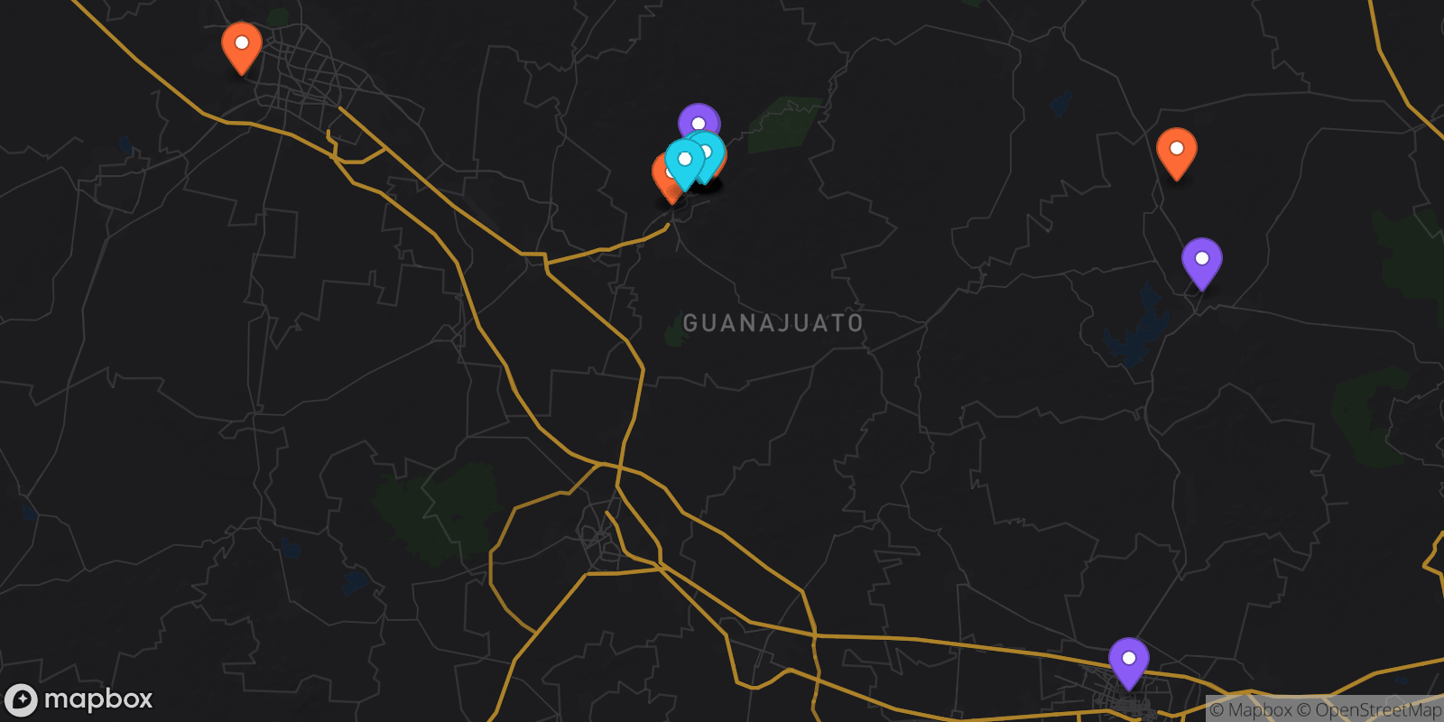 Map showing 31 locations