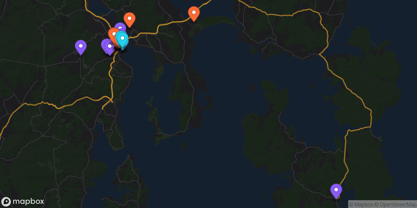 Map showing 32 locations