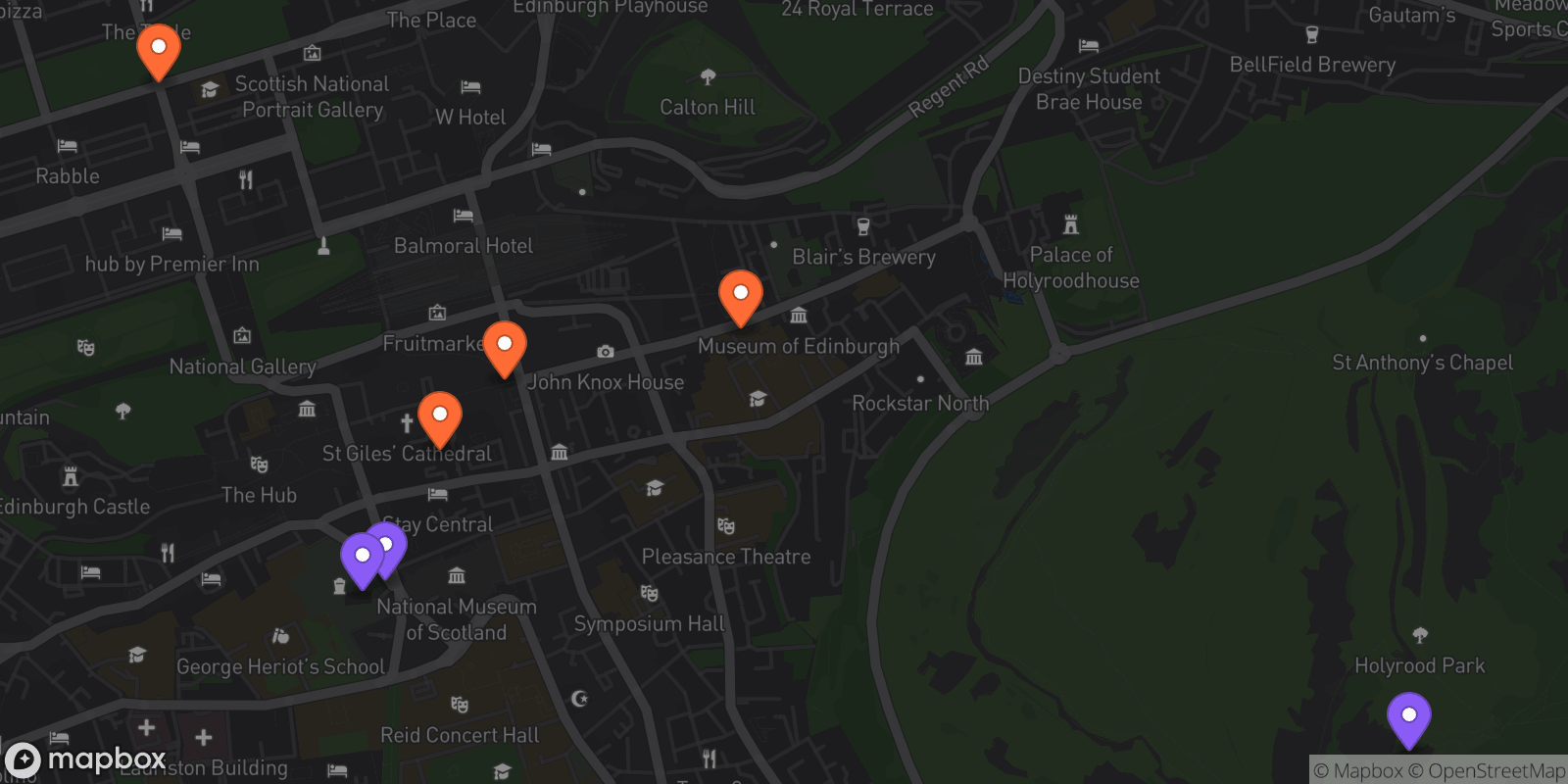 Map showing 7 locations