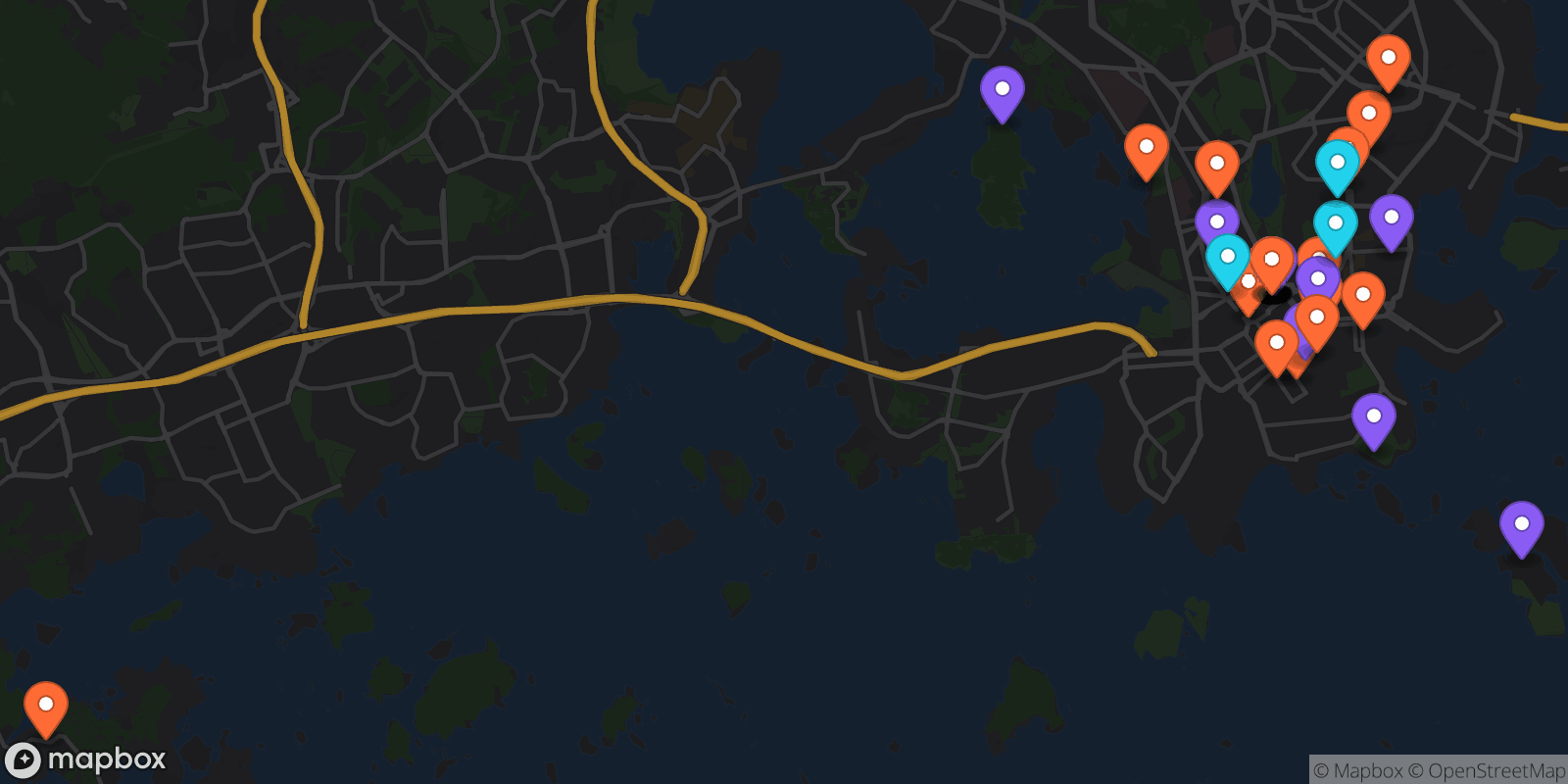 Map showing 40 locations