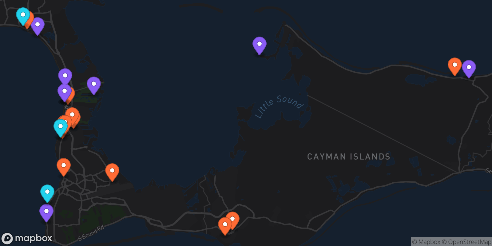 Map showing 26 locations