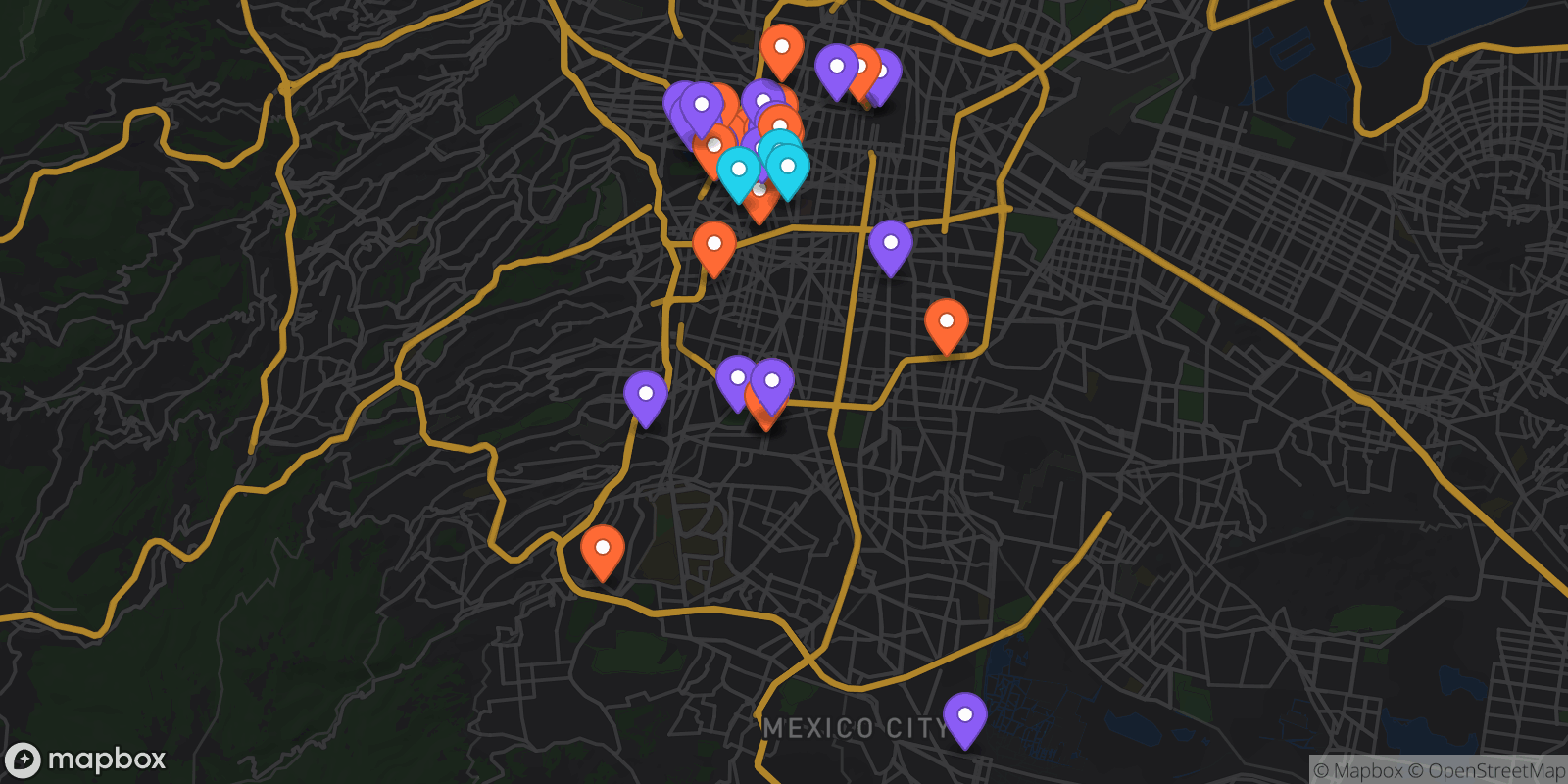 Map showing 44 locations
