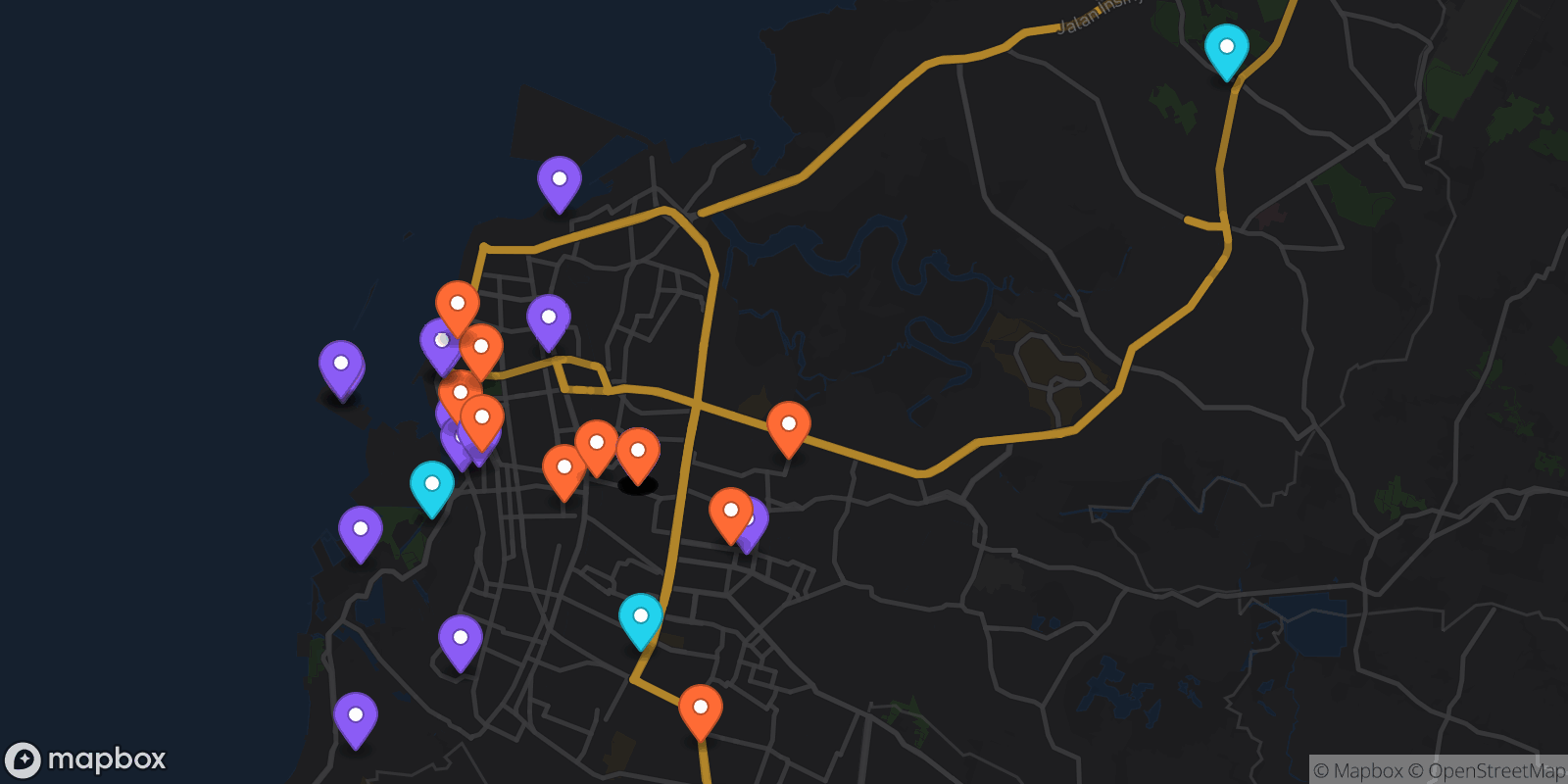 Map showing 40 locations