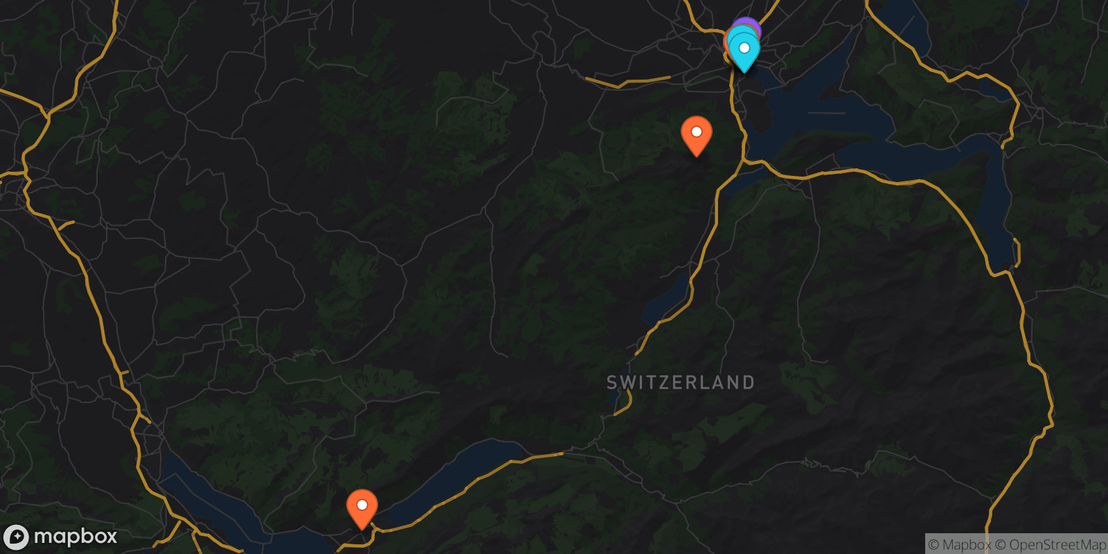 Map showing 11 locations