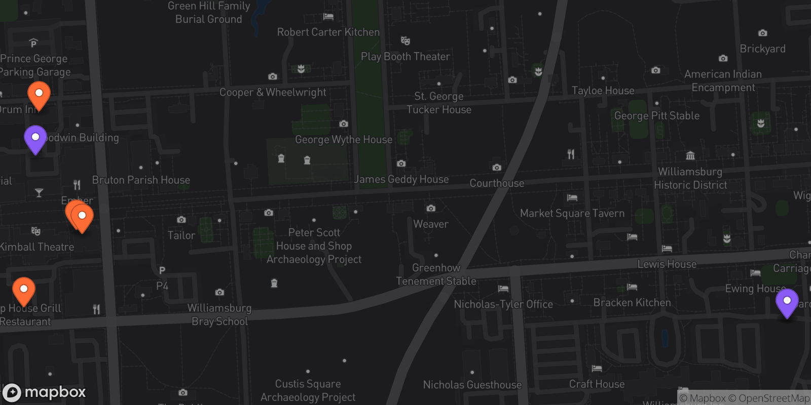 Map showing 7 locations