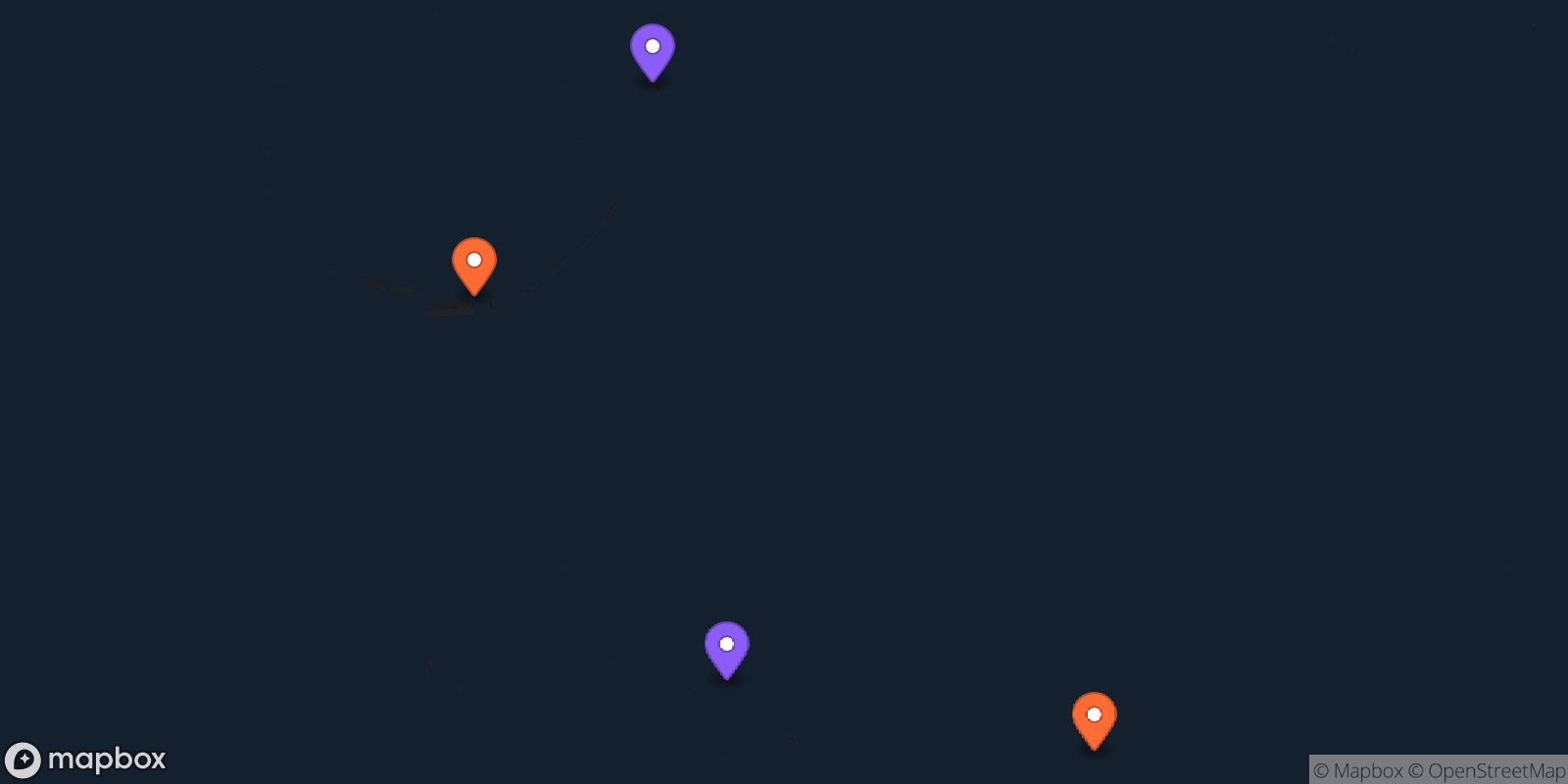 Map showing 4 locations