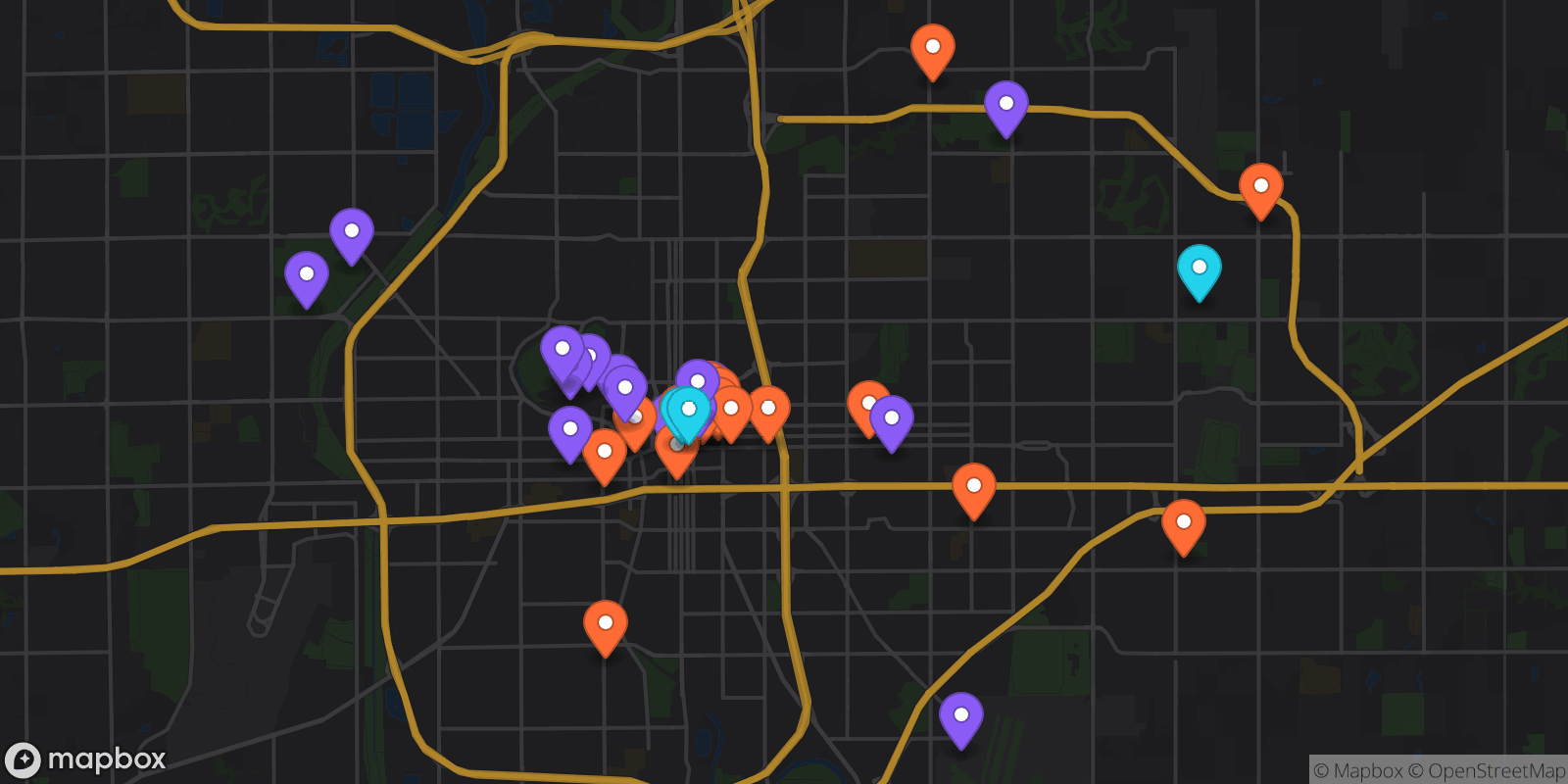 Map showing 37 locations
