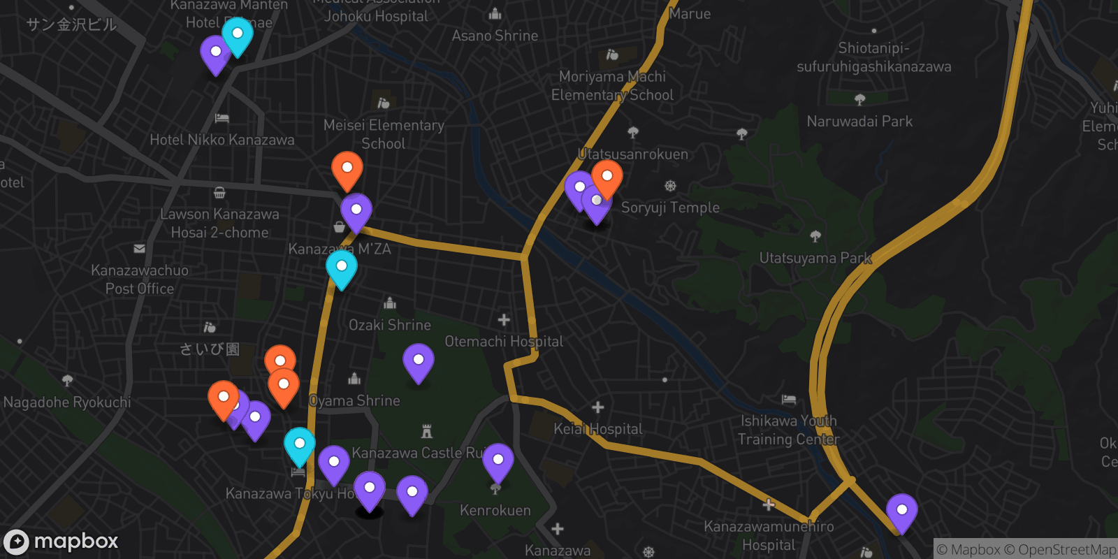 Map showing 33 locations