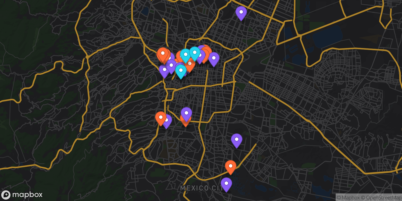 Map showing 36 locations
