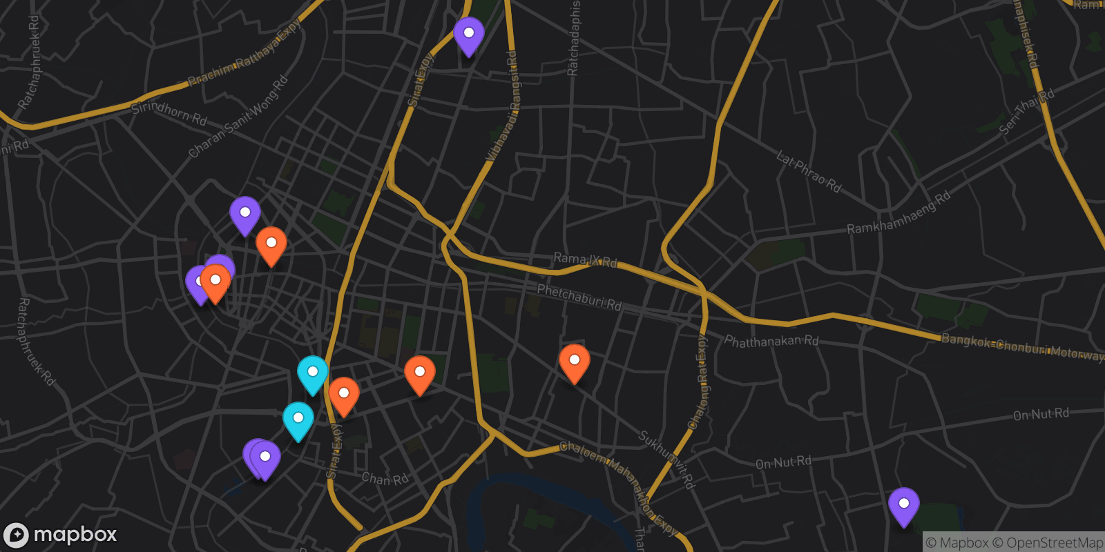 Map showing 14 locations