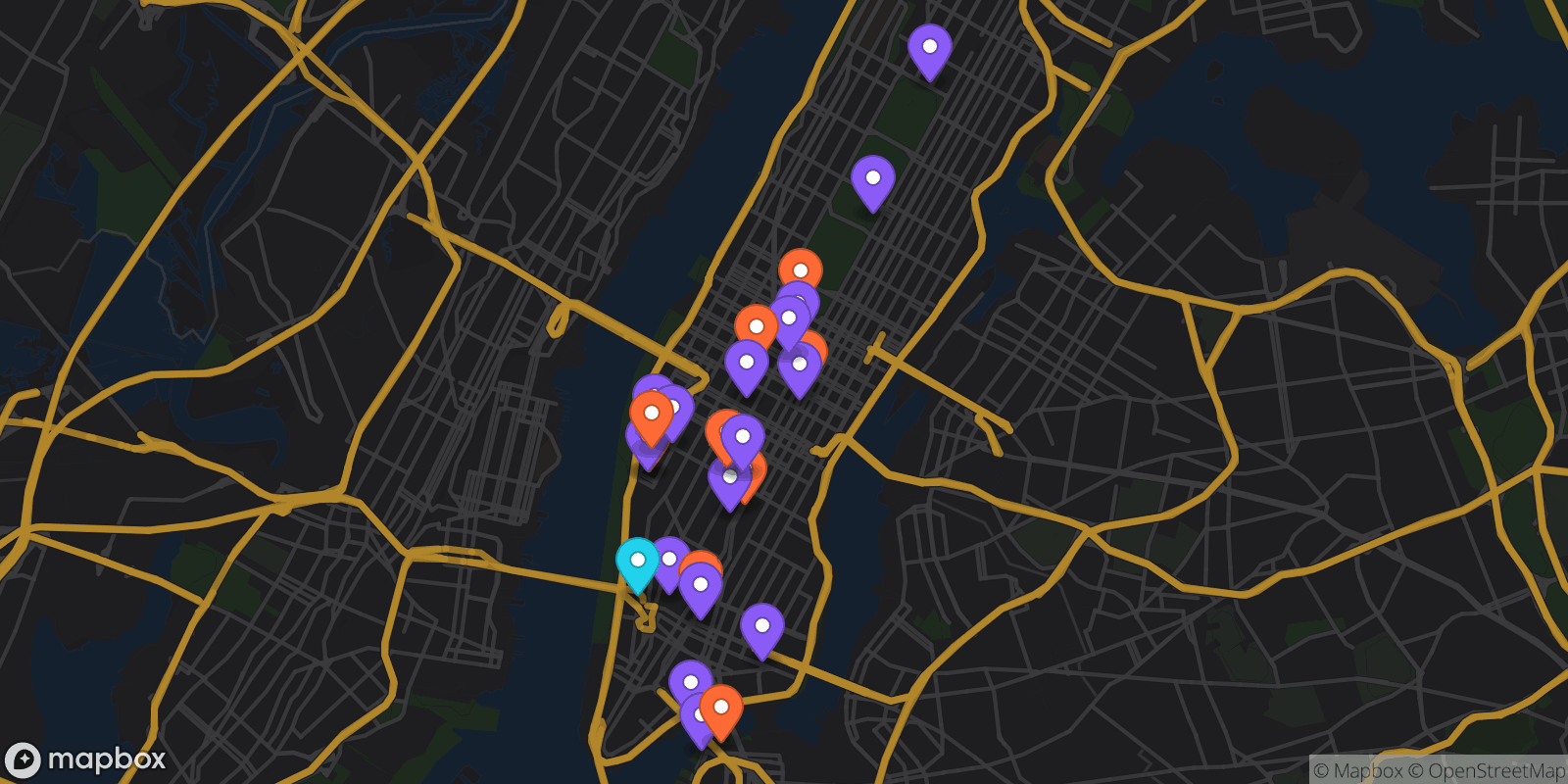 Map showing 26 locations