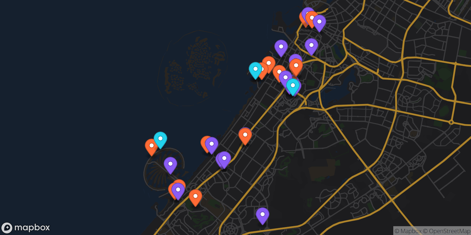 Map showing 37 locations