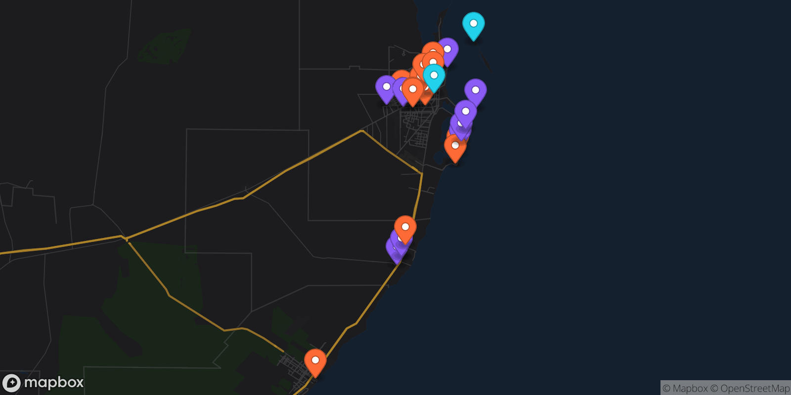 Map showing 24 locations