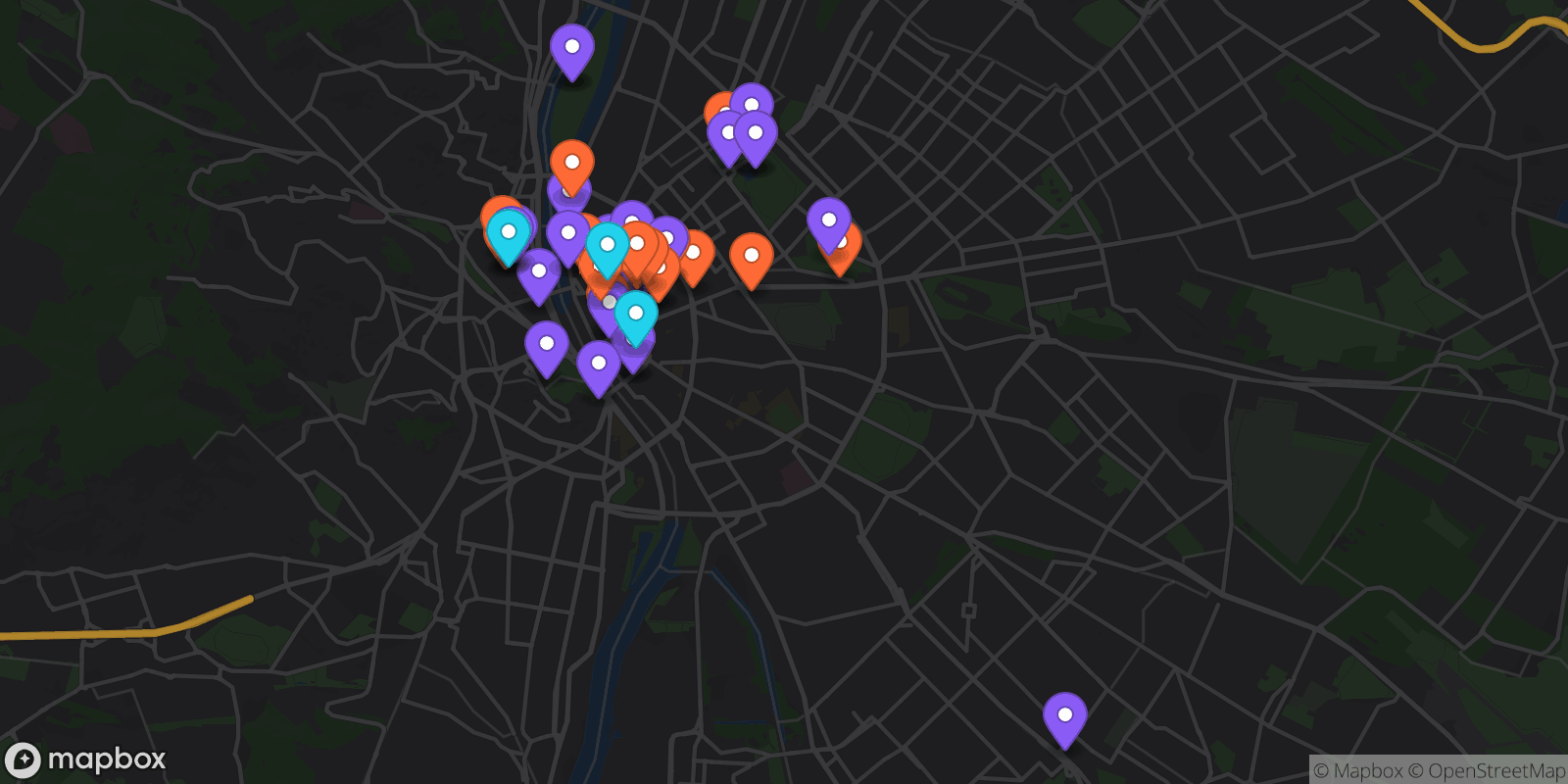 Map showing 45 locations
