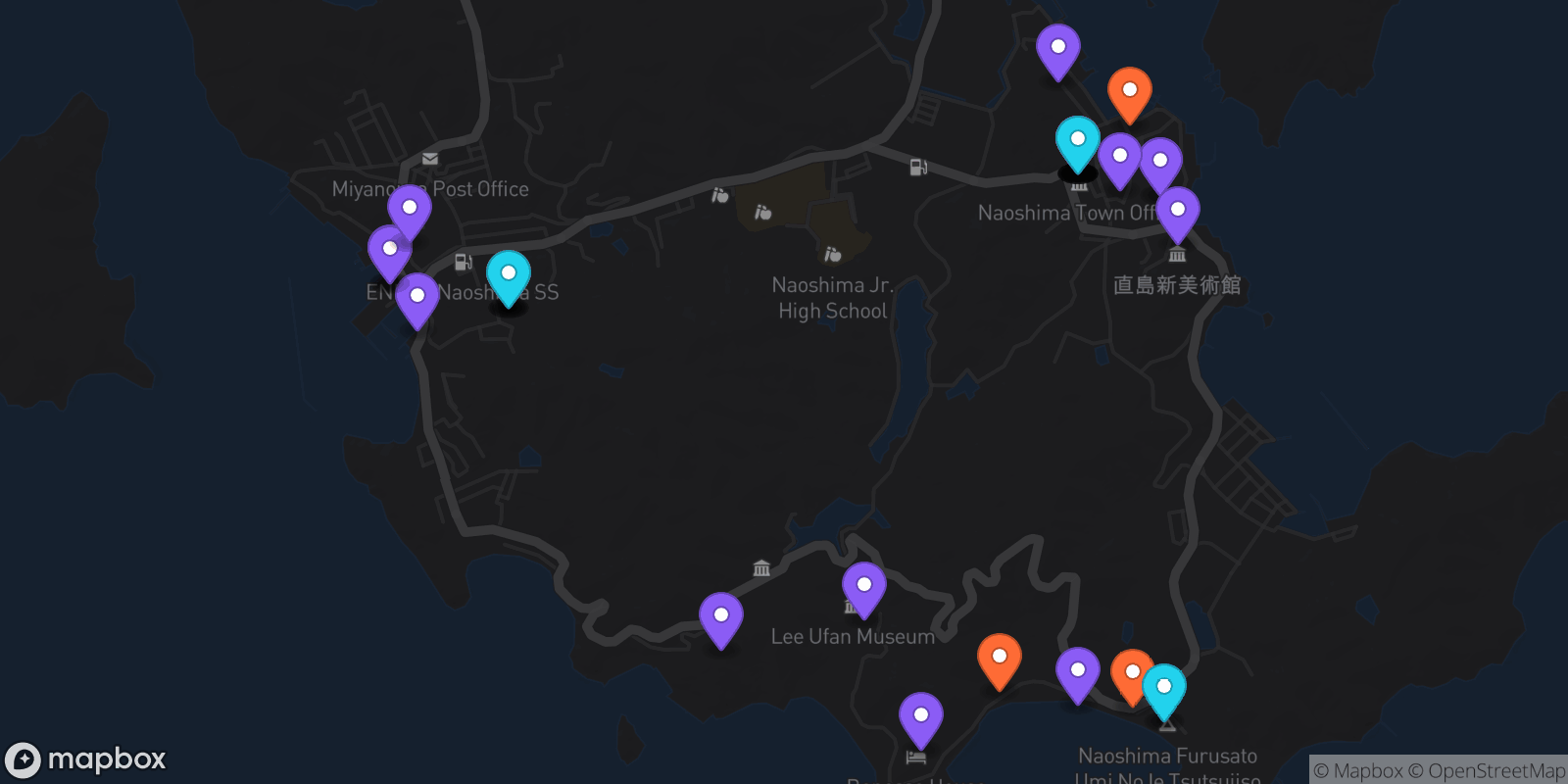 Map showing 40 locations