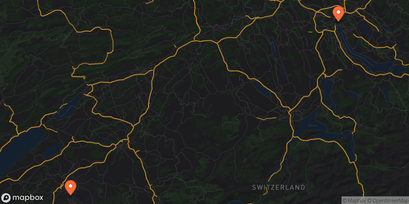 Map showing 2 locations