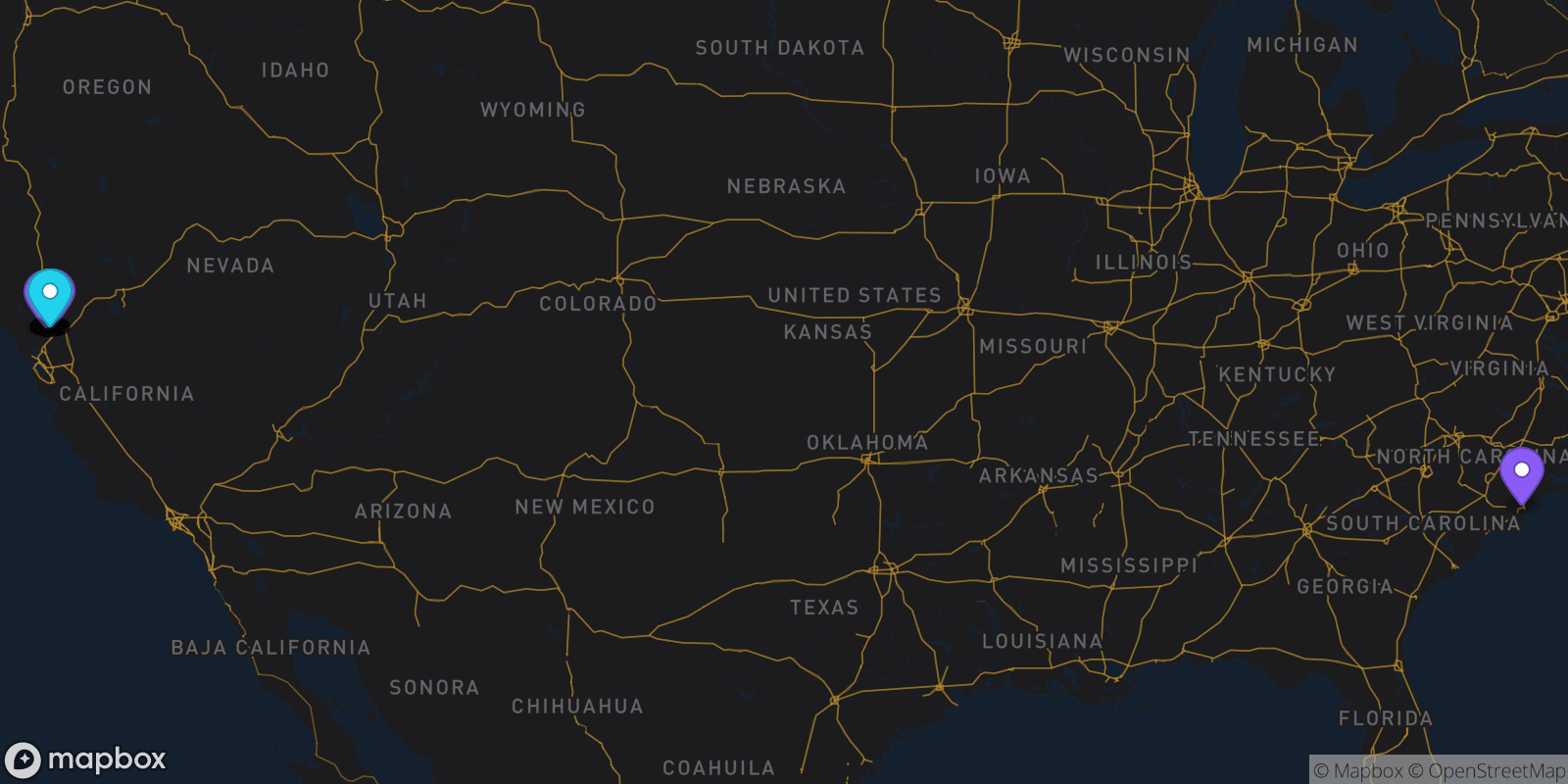 Map showing 15 locations