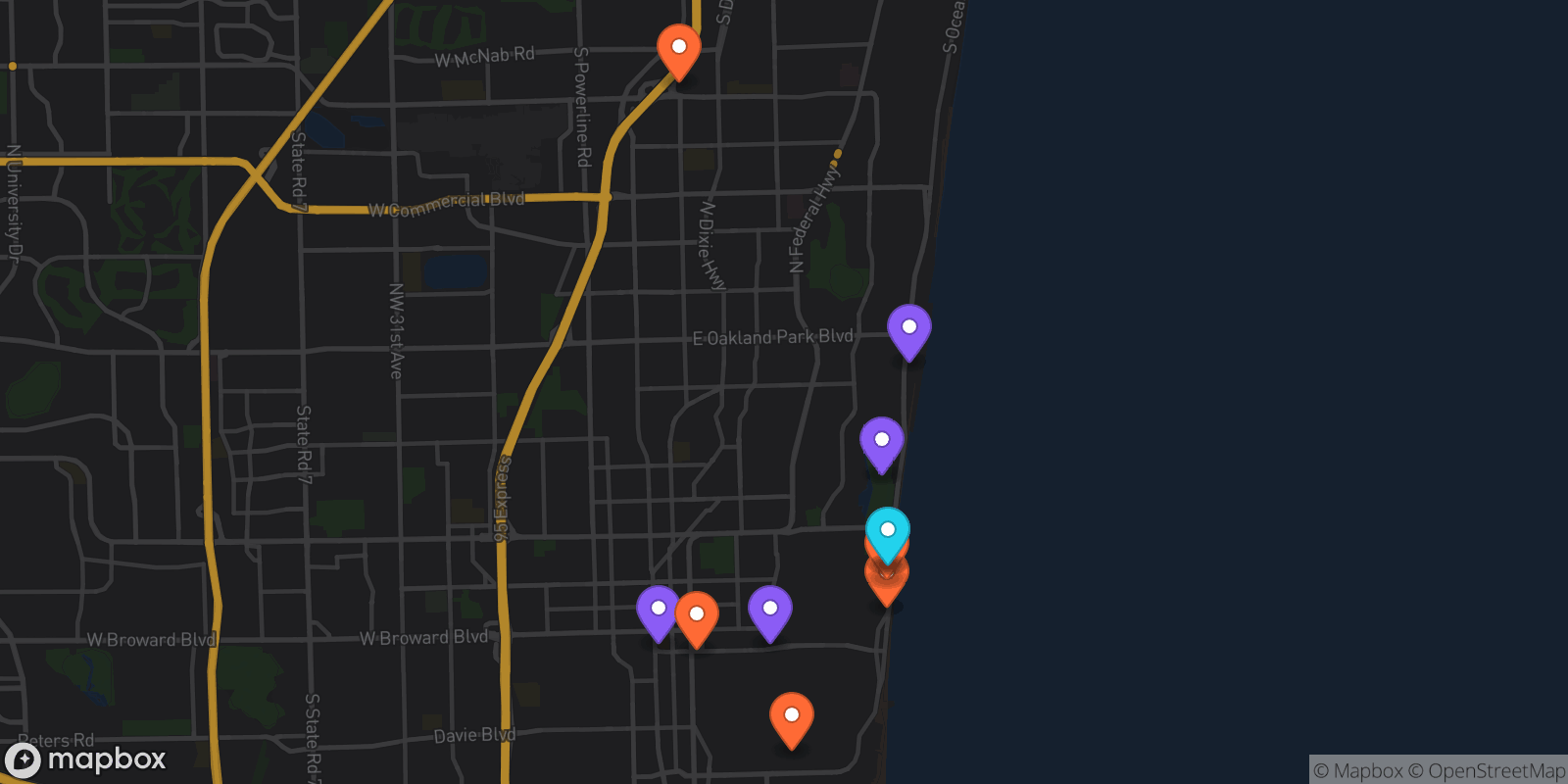 Map showing 11 locations