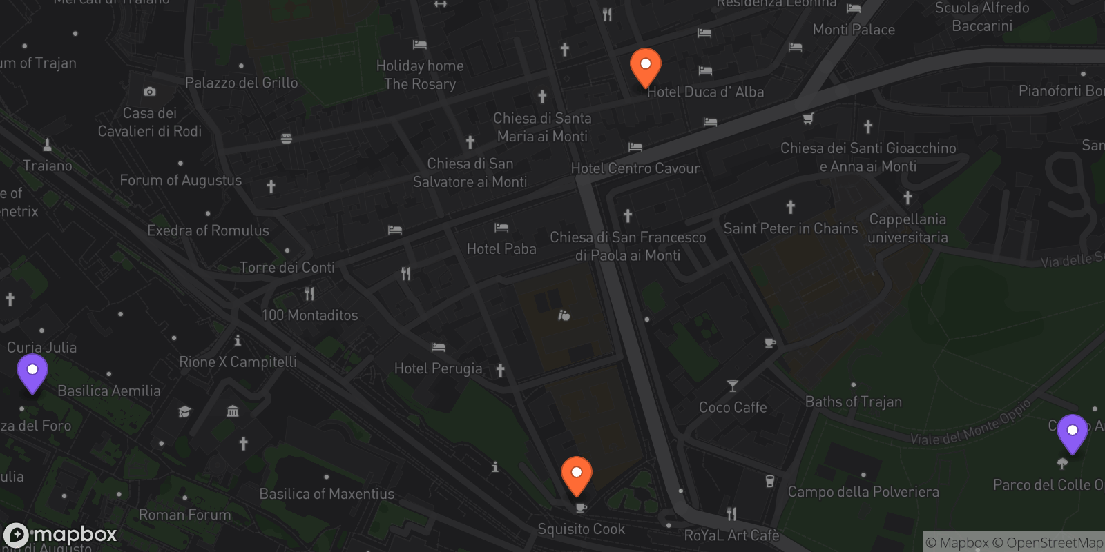 Map showing 4 locations