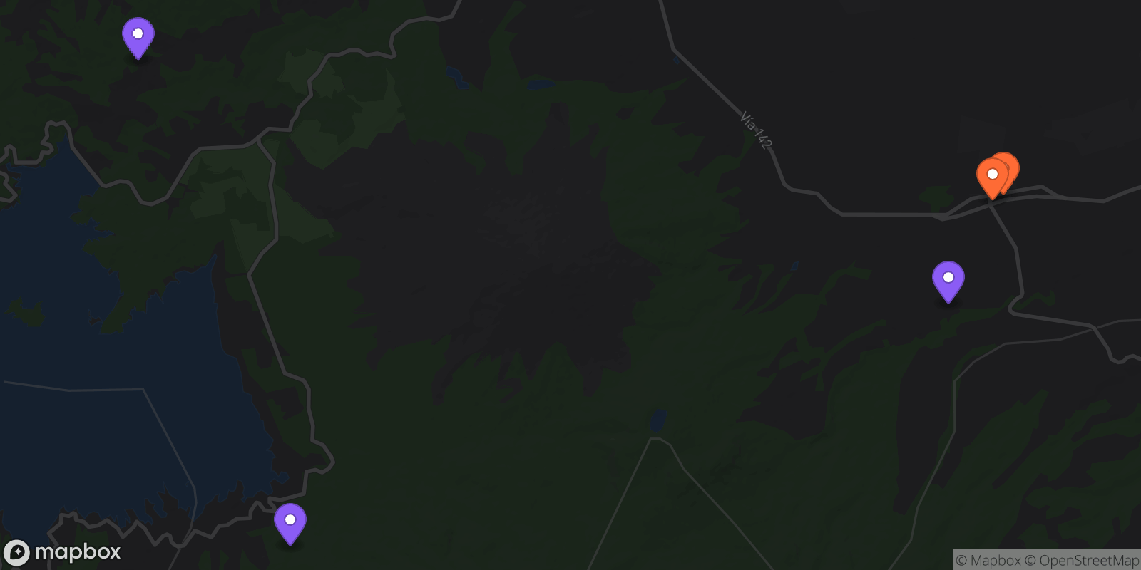 Map showing 5 locations