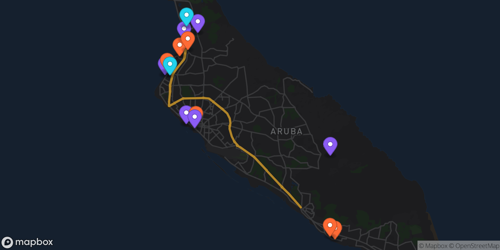 Map showing 14 locations