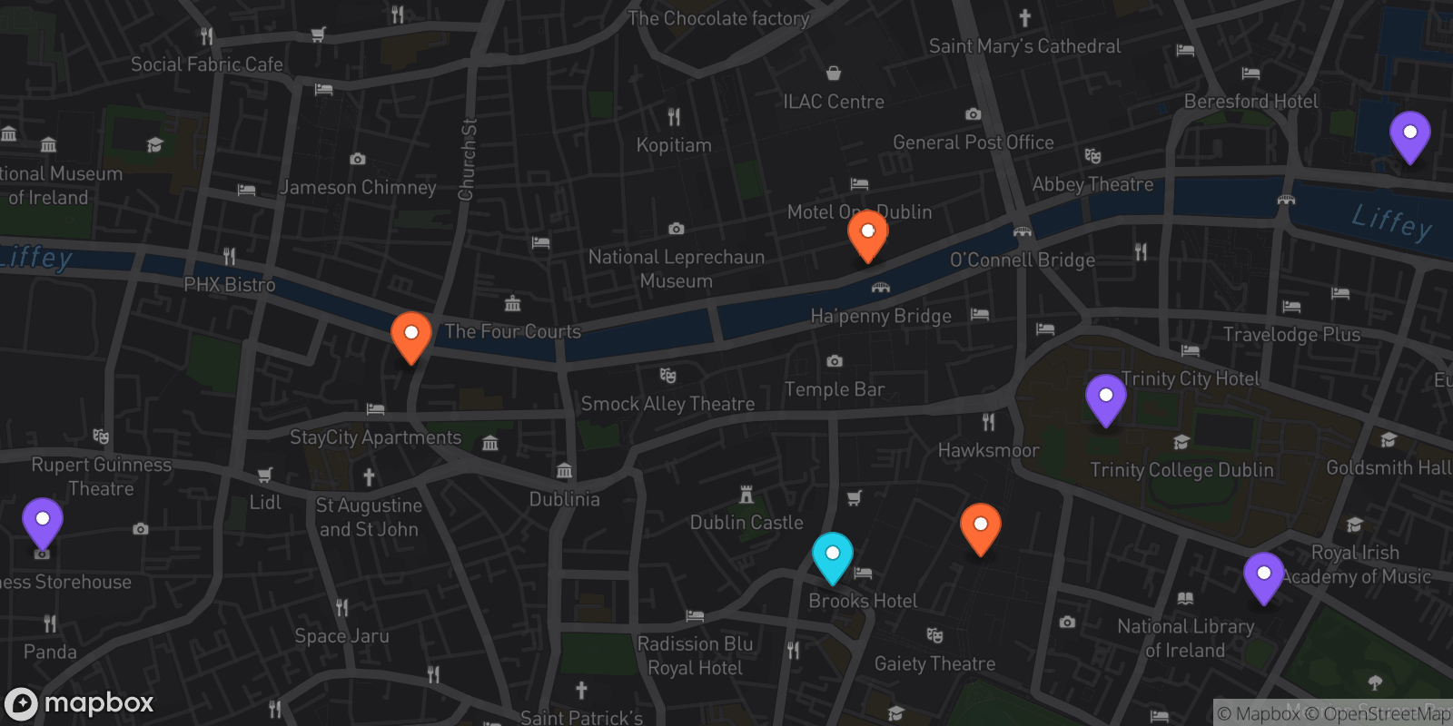 Map showing 8 locations