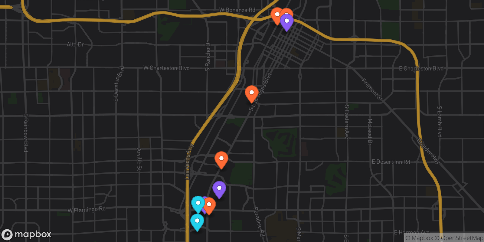 Map showing 11 locations