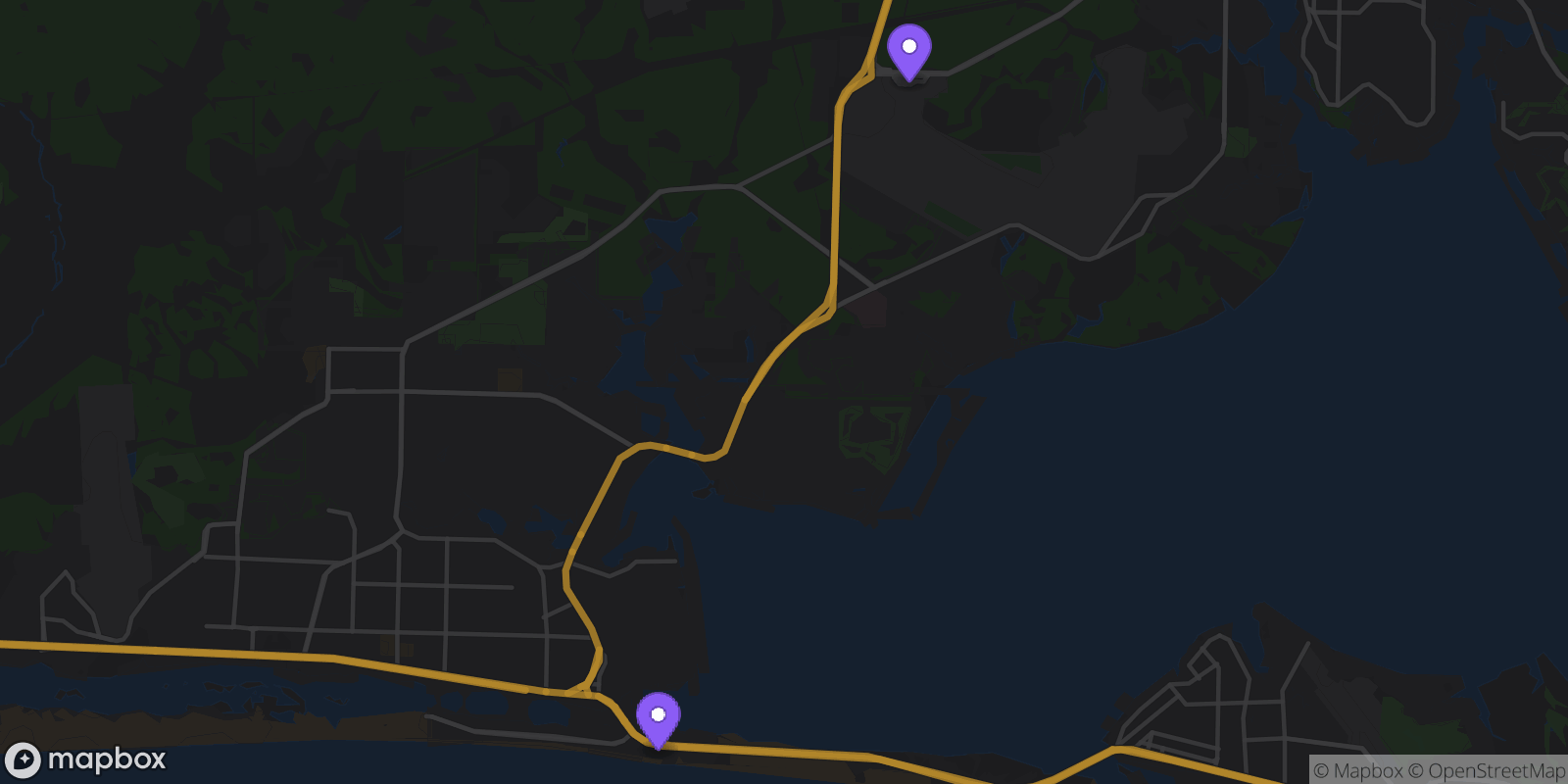 Map showing 2 locations