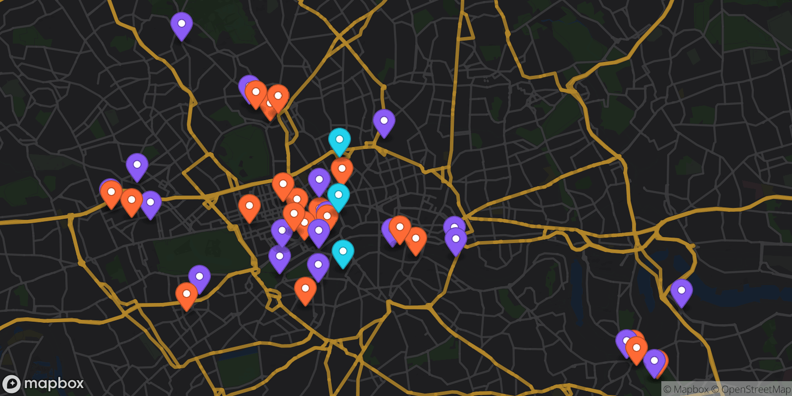 Map showing 44 locations