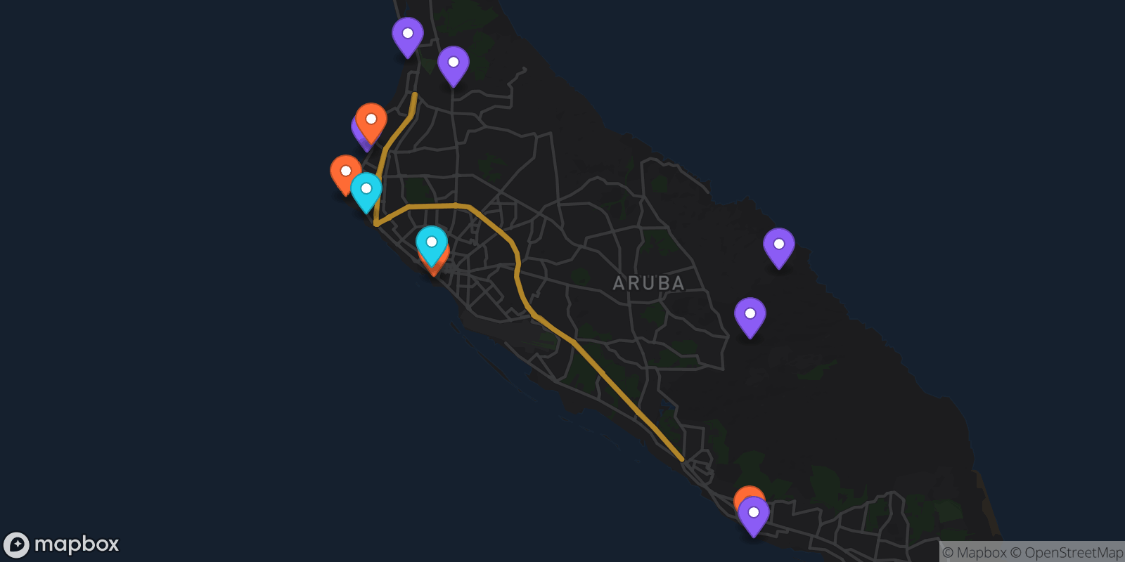 Map showing 12 locations