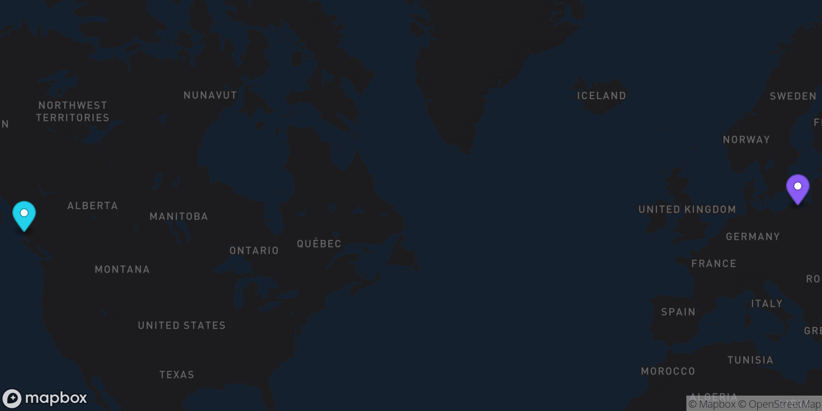 Map showing 2 locations
