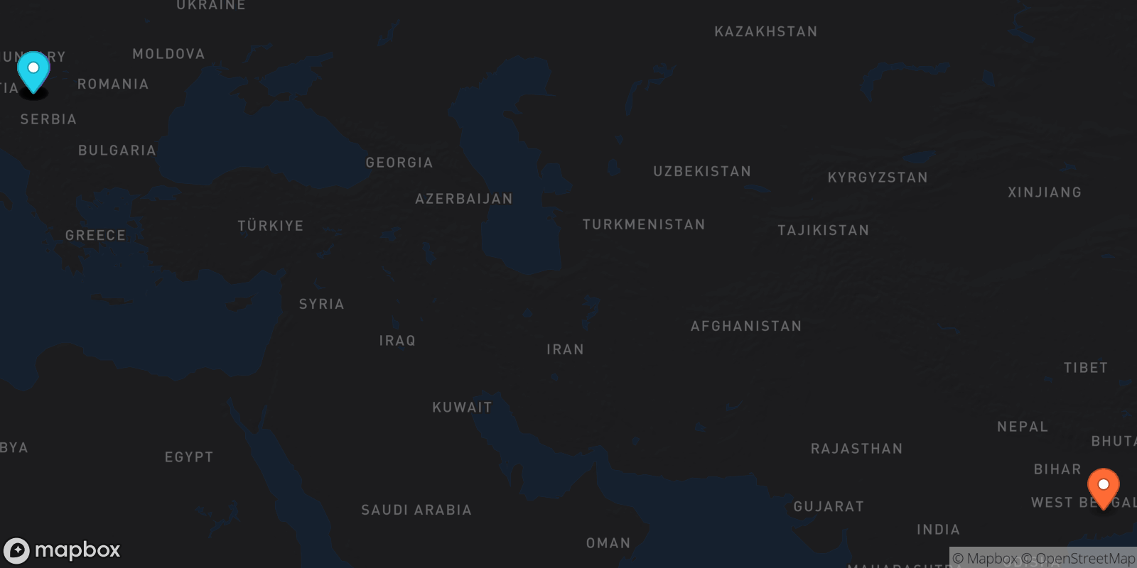 Map showing 11 locations