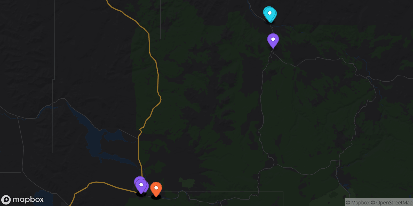 Map showing 44 locations