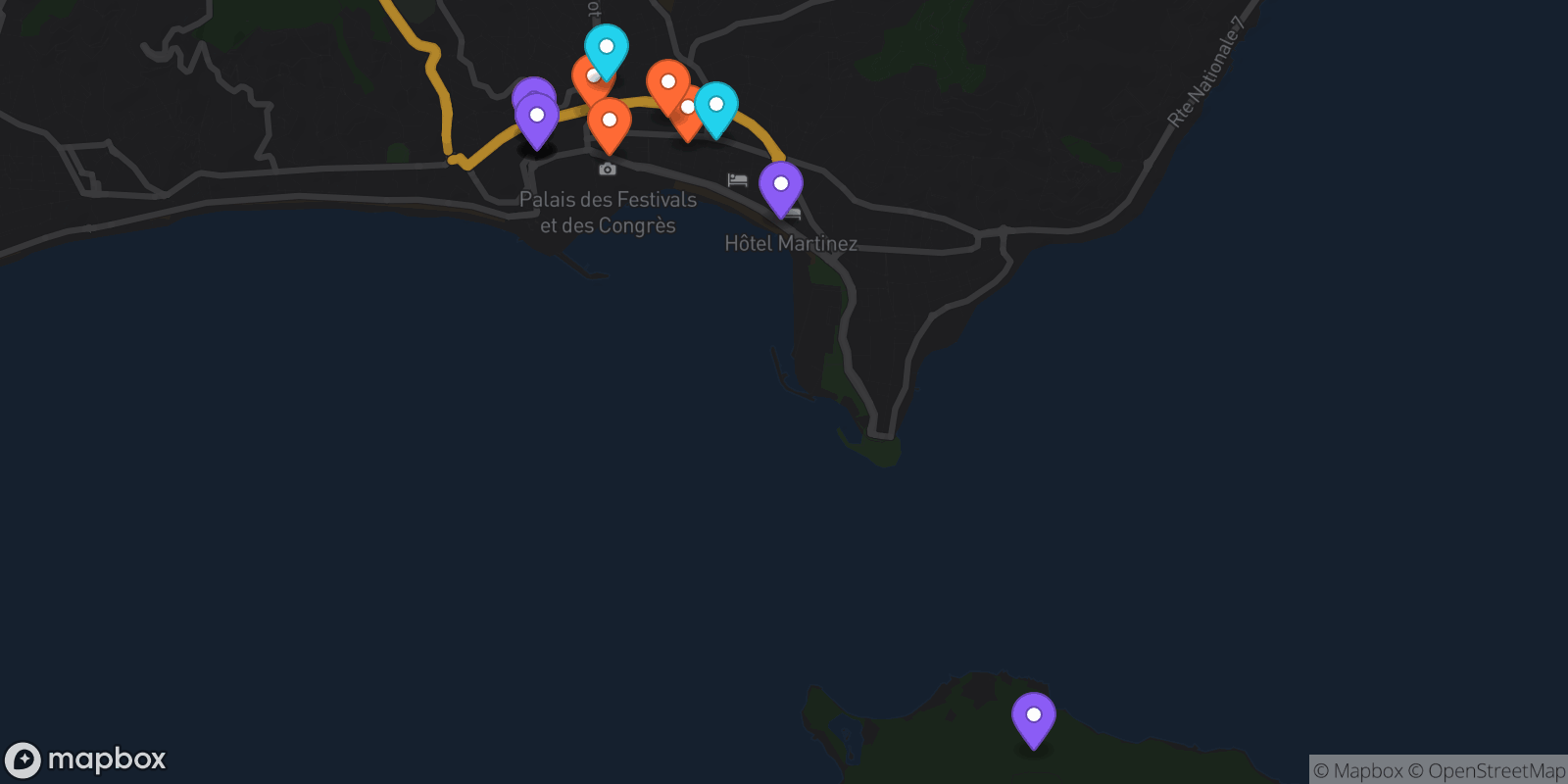 Map showing 15 locations