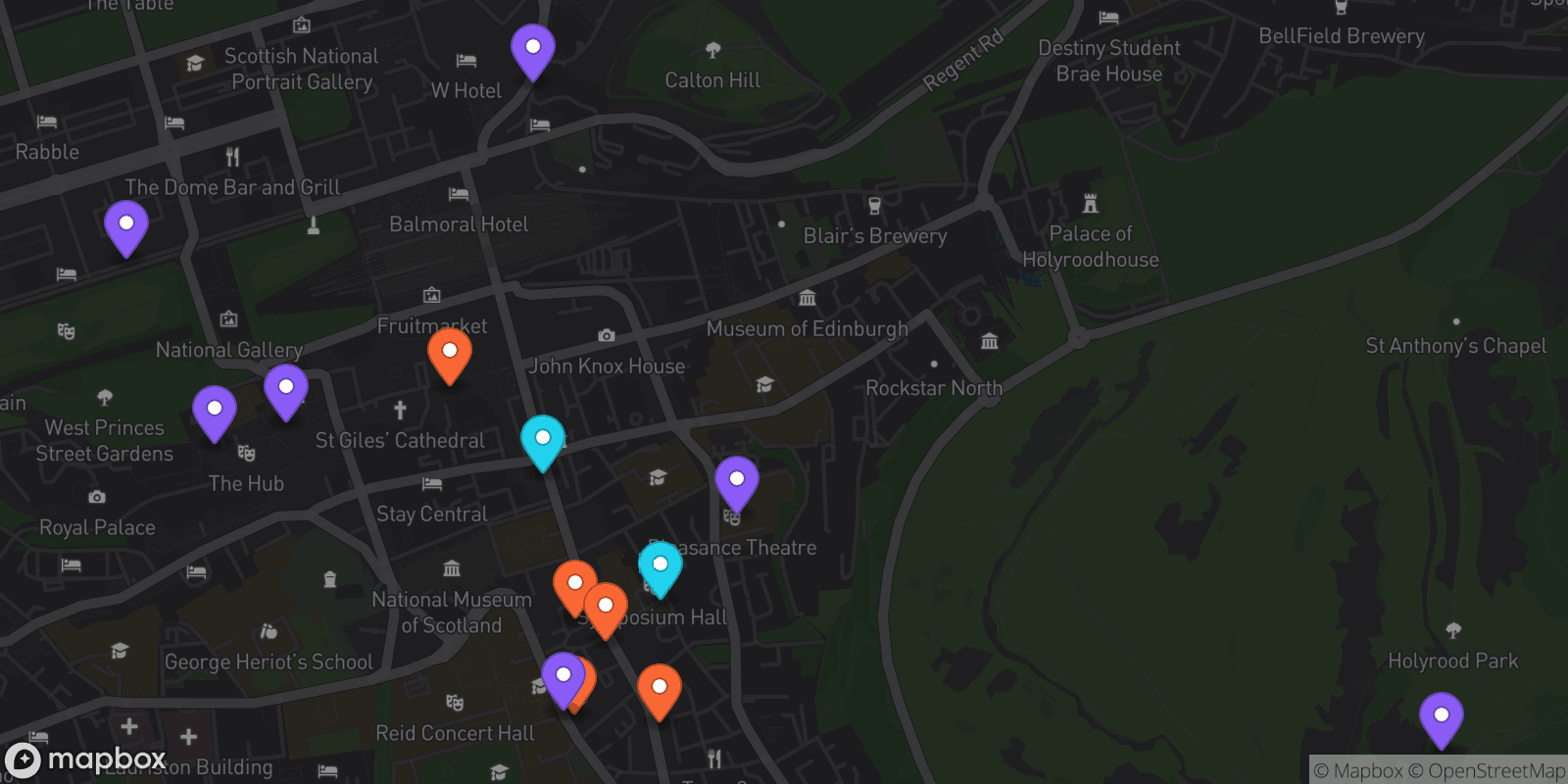 Map showing 14 locations