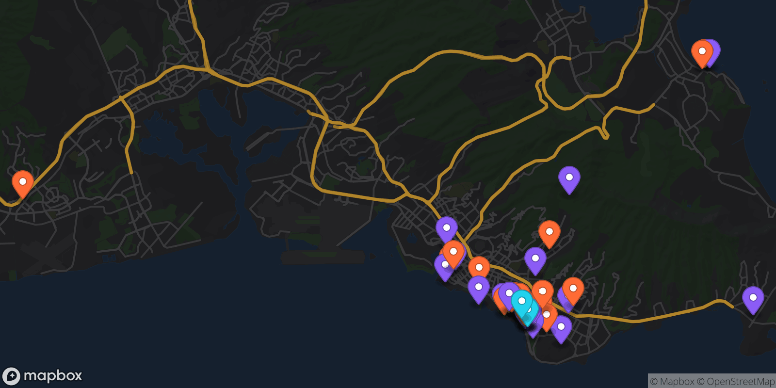 Map showing 50 locations