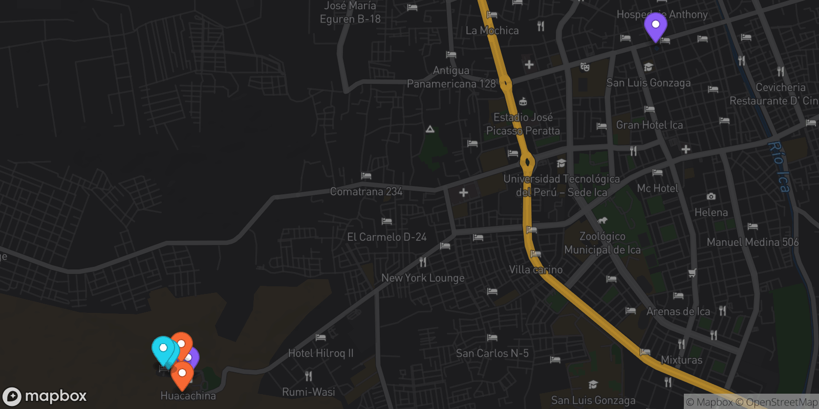 Map showing 8 locations