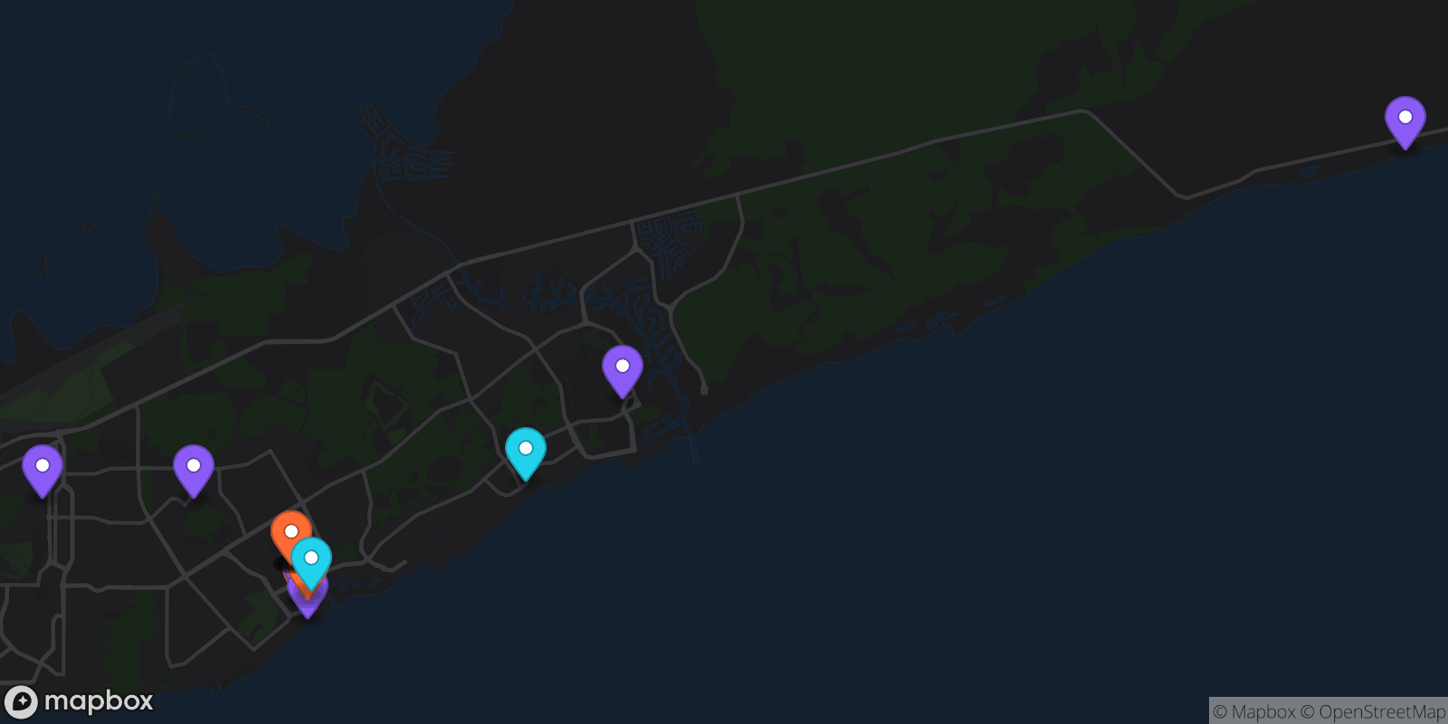 Map showing 17 locations