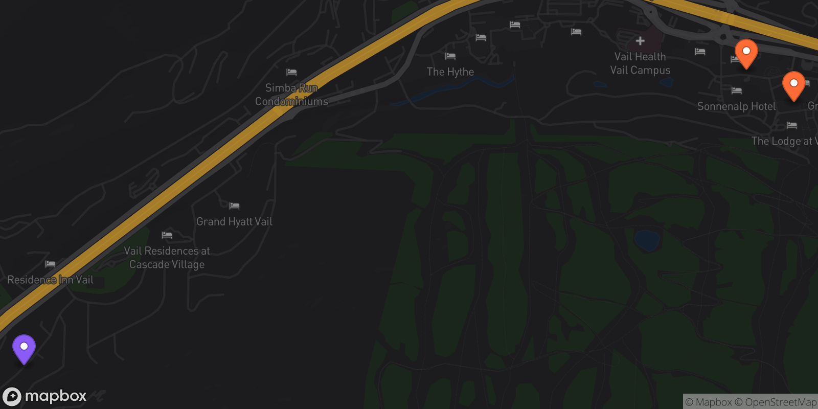 Map showing 3 locations