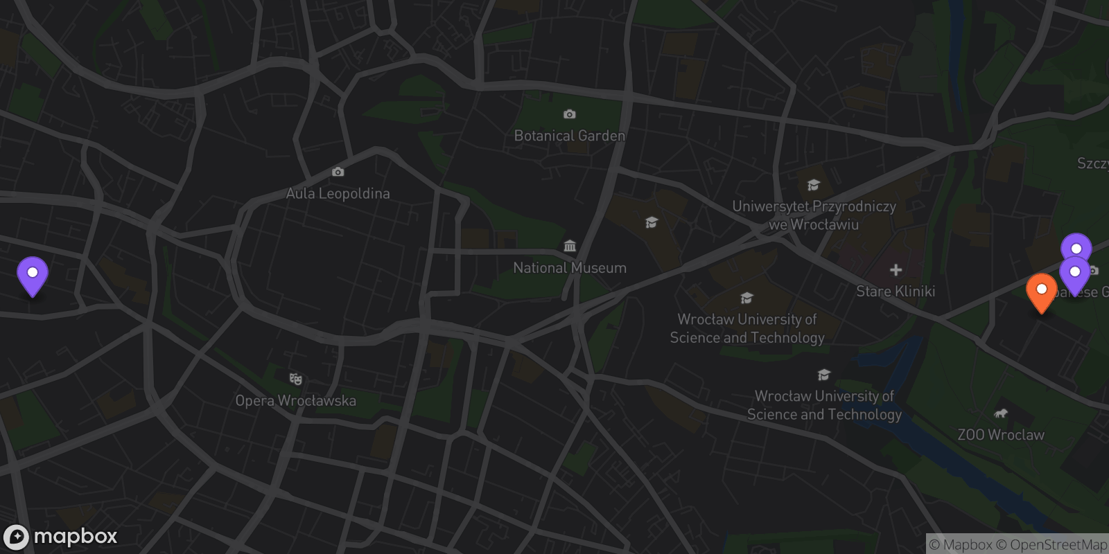 Map showing 4 locations