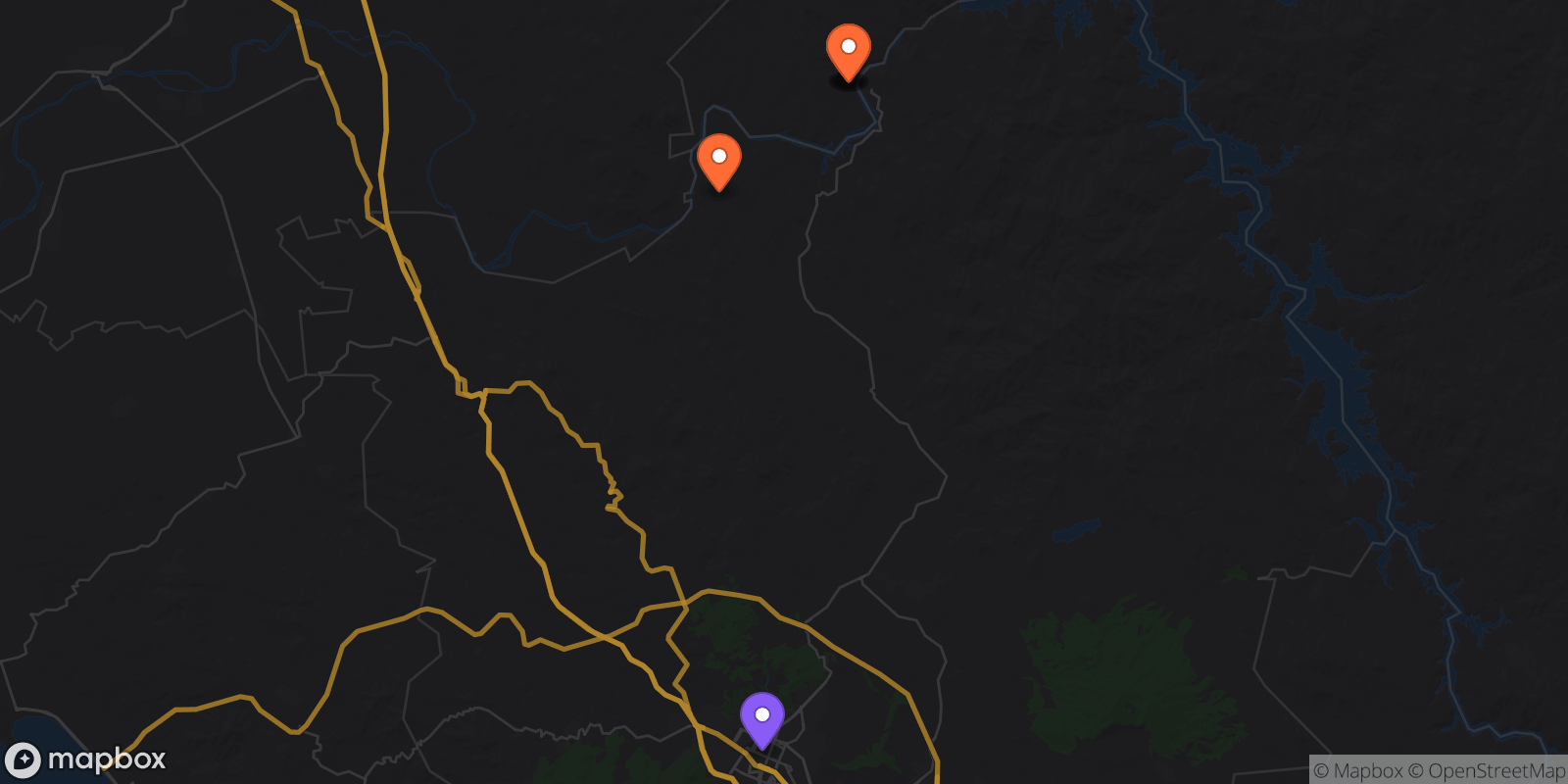 Map showing 6 locations