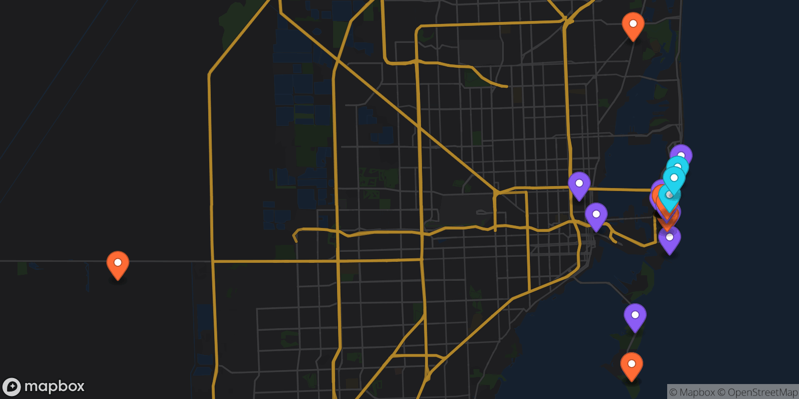 Map showing 35 locations