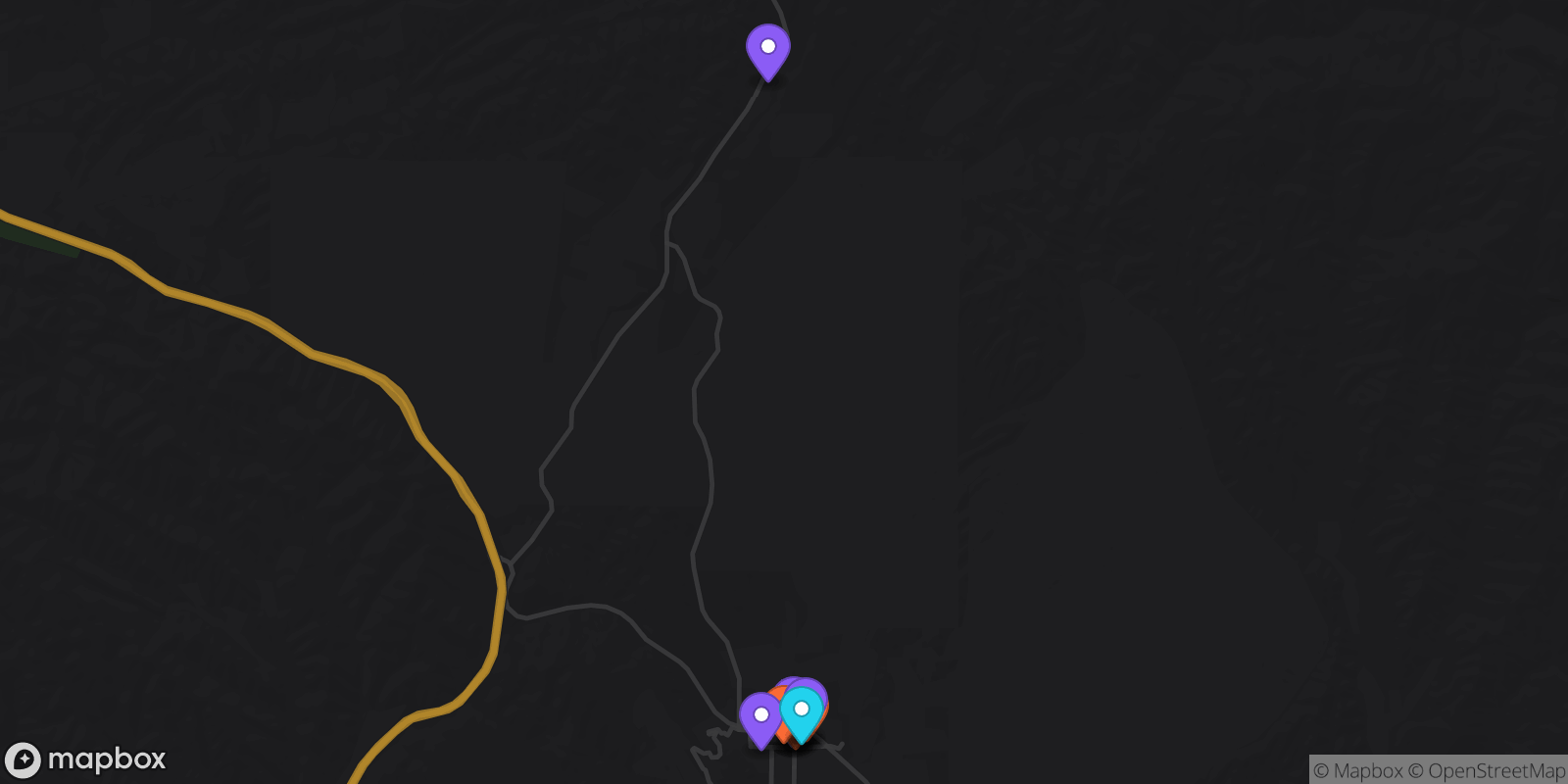 Map showing 13 locations