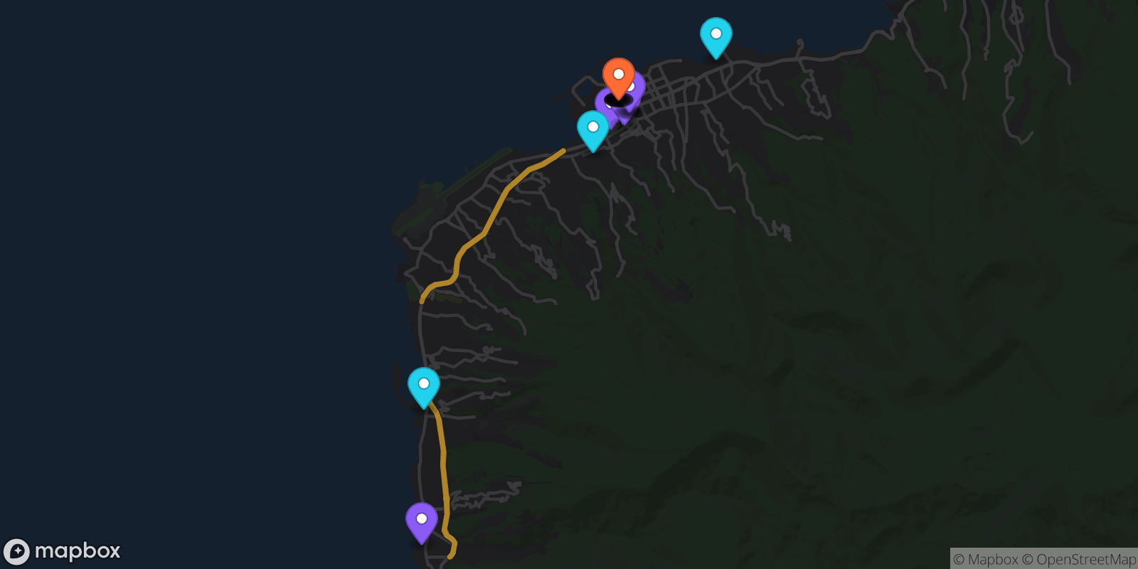 Map showing 32 locations