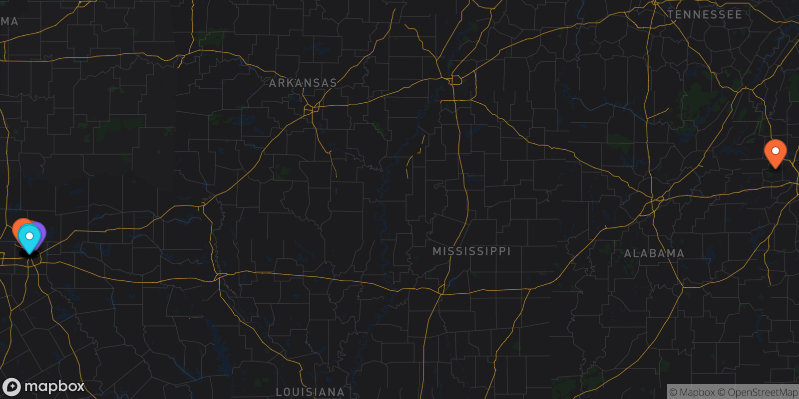 Map showing 16 locations
