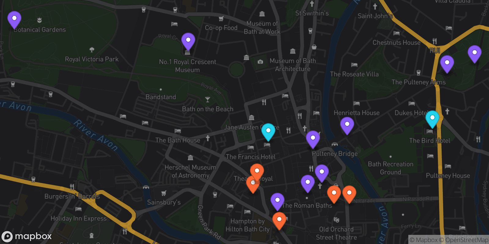 Map showing 17 locations
