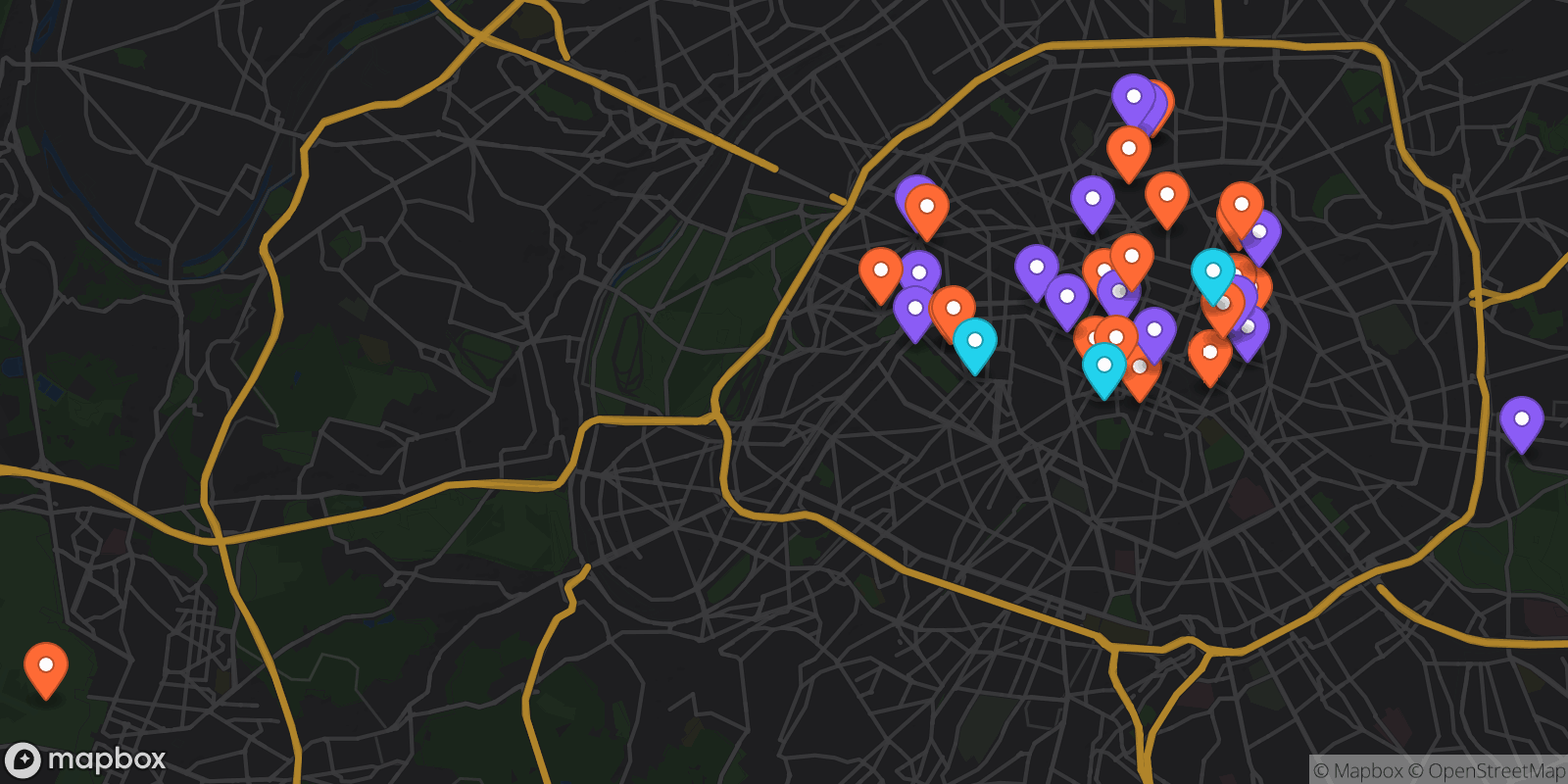 Map showing 38 locations