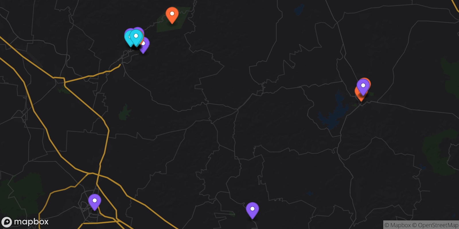 Map showing 40 locations