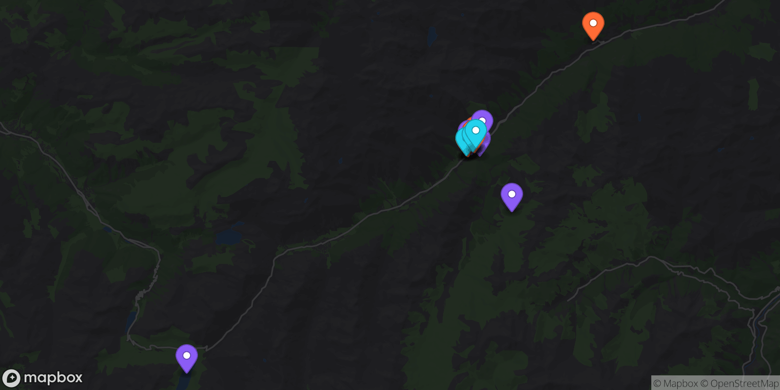 Map showing 22 locations